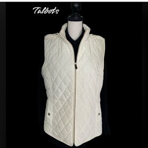 TALBOTS FLEECE LINED QUILTED VEST SZ M